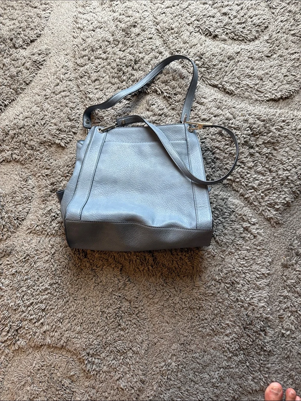 Classic Neutral Leather Shoulder Bag - Gray